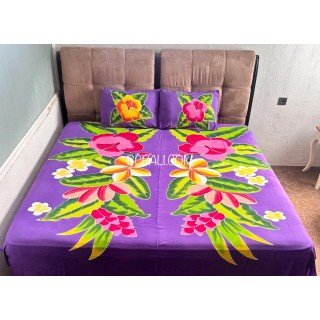 Rayon Bedsheet Hand Painted Floral Design by Balinese Artisans